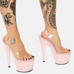 Time After Time Platform Glitter Heels Size 5